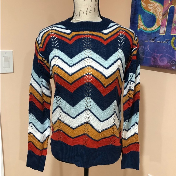 LAST 1L‼️MULTICOLOR CHEVRON RAINBOW STRIP- Sweater - Picture 2 of 8